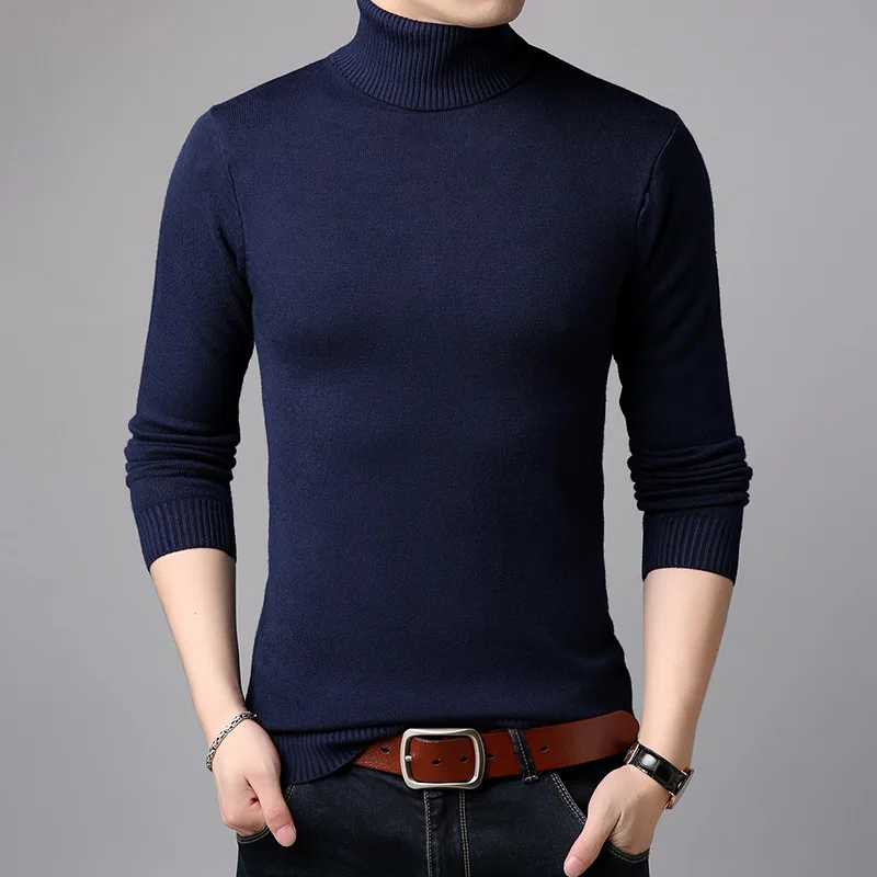 YUSHU новый модный бренд мужские свитера однотонный пуловер с высоким