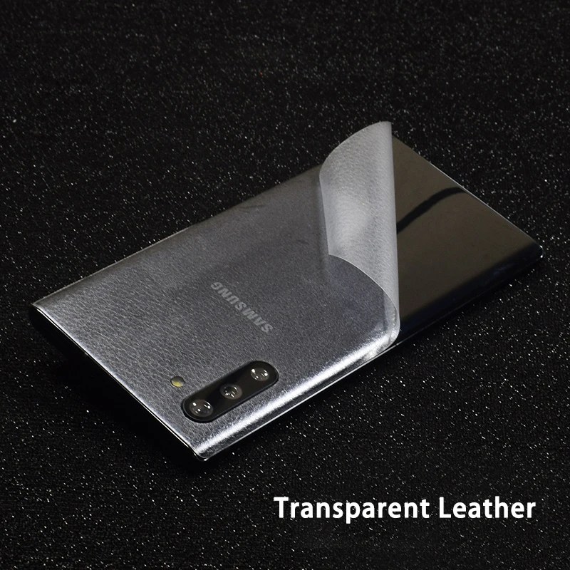 Clear Leather Прозрачная 3D мягкая пленка из углеродного волокна для SAMSUNG Galaxy Note 10 Plus 8 9 S10+ S9 S8 Plus A60 A80 A750 прозрачная матовая задняя наклейка - Цвет: Clear Leather
