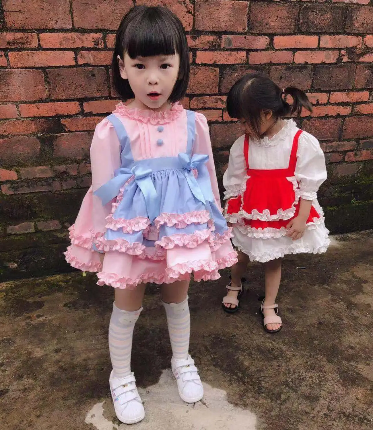 Детское платье принцессы винтажное бальное розового и синего цвета для девочек