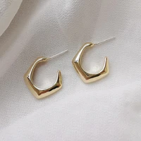 korean fashion punk style real gold plating geometric oversized hoop earrings sterling silver 925
