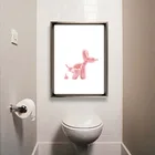Настенный декор для туалета, принты поп-арт, украшение для дома, современный принт с воздушным шаром и собакой, современный плакат, картина для ванной, холст