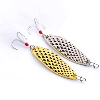 1pcs metal spinner spoon fishing lures20g gold silver artificial bait with feather treble hook trout pike bass tackle