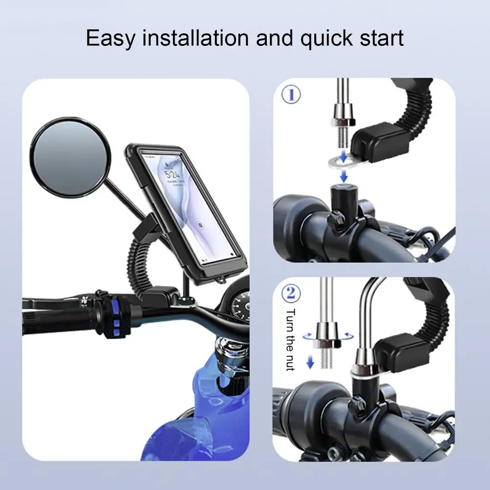 motorcycle telephone holder support moto bicycle rear view mirror stand mount waterproof motorbike phone bag for mobile phones free global shipping