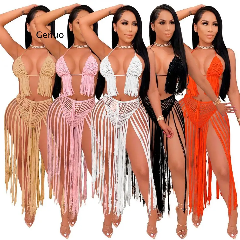 

Hollow Out Bandage Sexy Two Piece Set Spaghetti Strap Top and Long Skirt 2020 Beach Summer 2 Piece Set Women Outfits