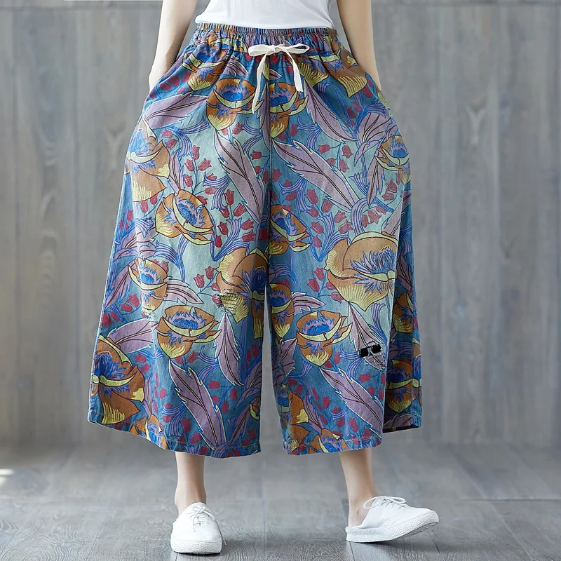 Женские свободные джинсовые брюки в стиле ретро летние синие хлопковые с