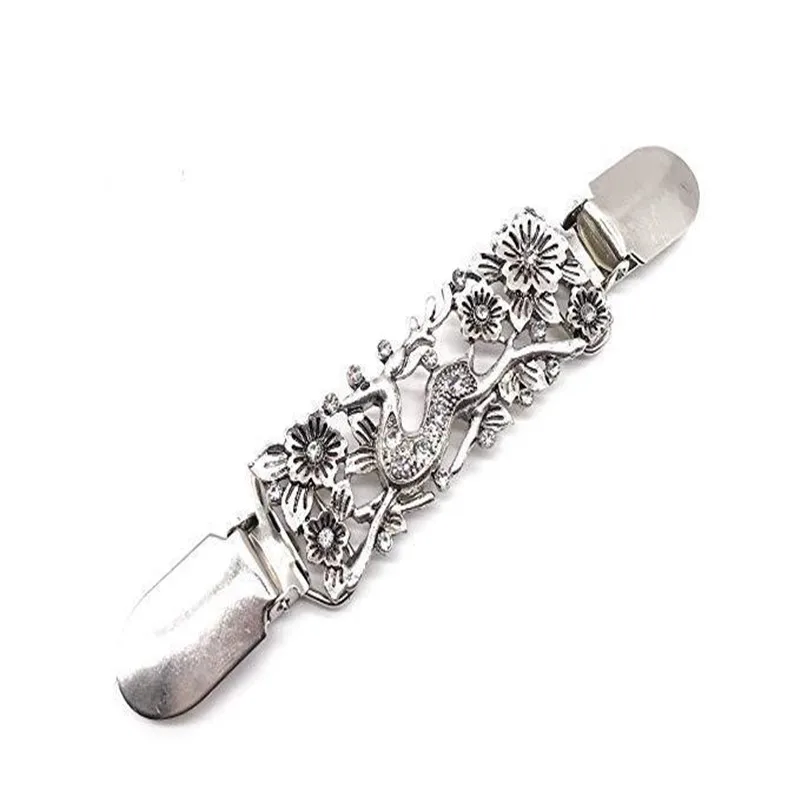 Зажим для свитера кардигана клипсы с ушками гибкая брошь бусинами и жемчугом