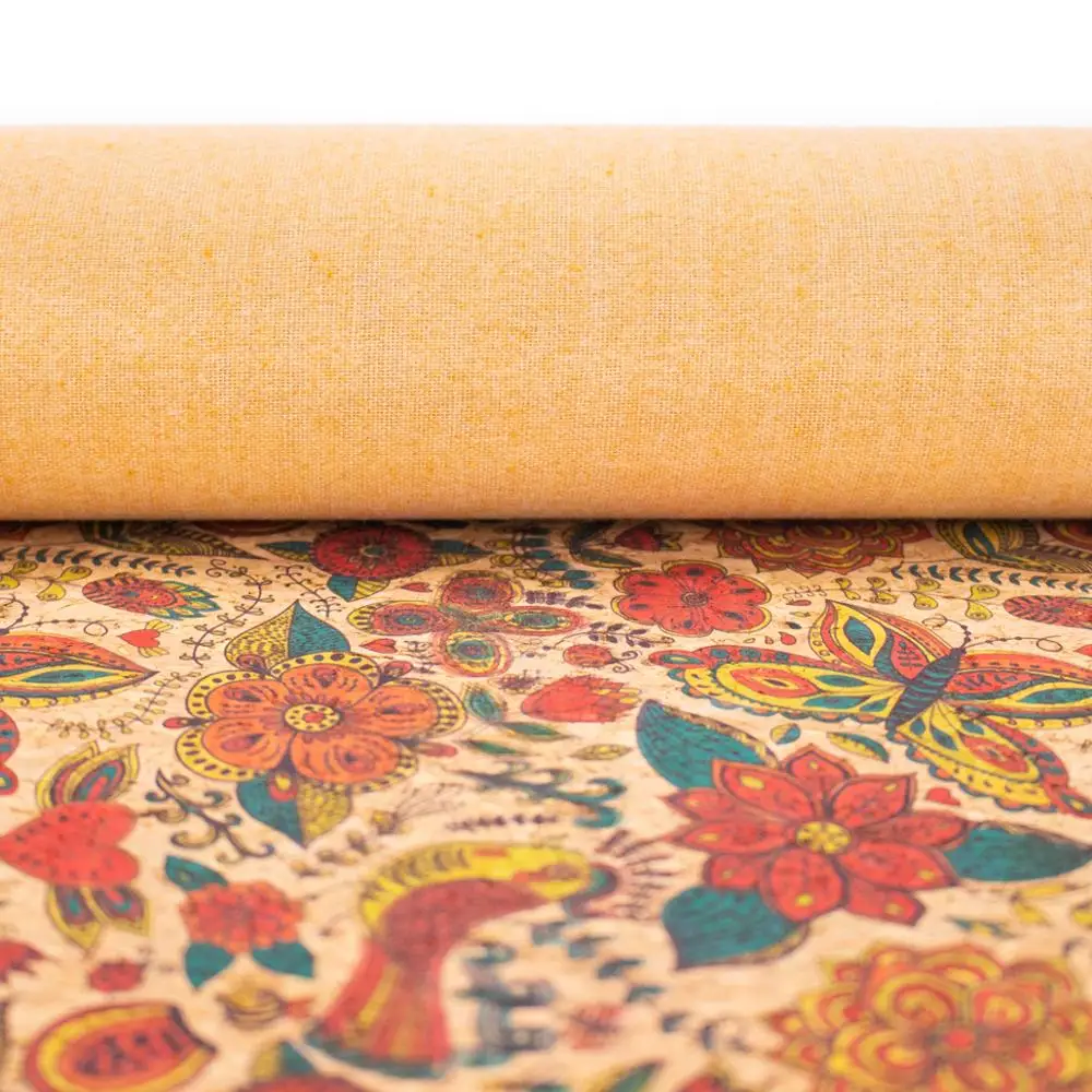 Butterfly and flower Cork fabric COF-306 | Украшения и аксессуары
