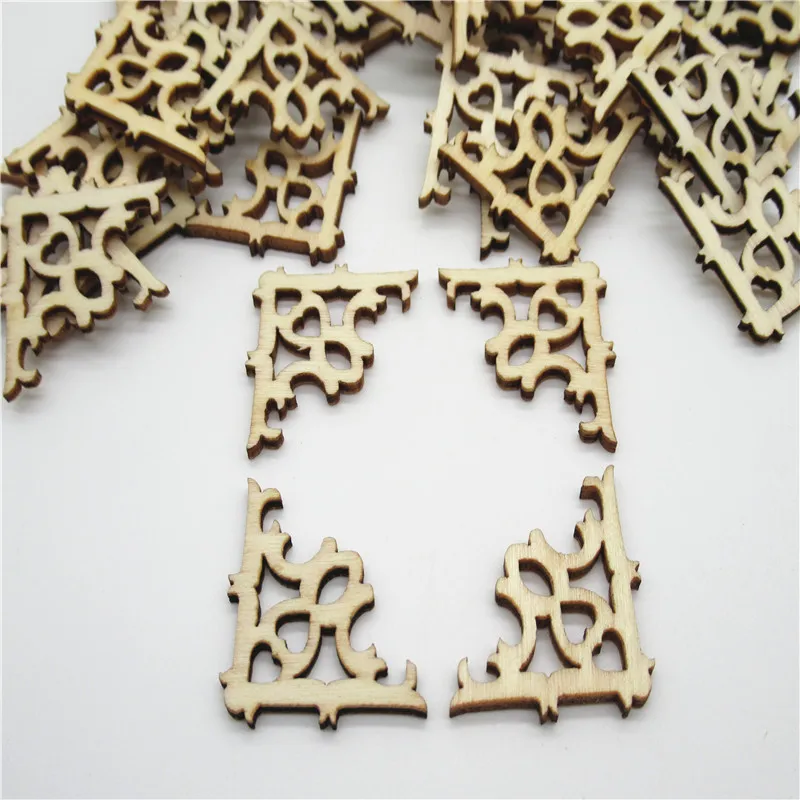 20/50шт 30мм натуральная вырезанная кружевная фигура узора из дерева для скрапбукинга ручной работы для декора дома DIY Q27.