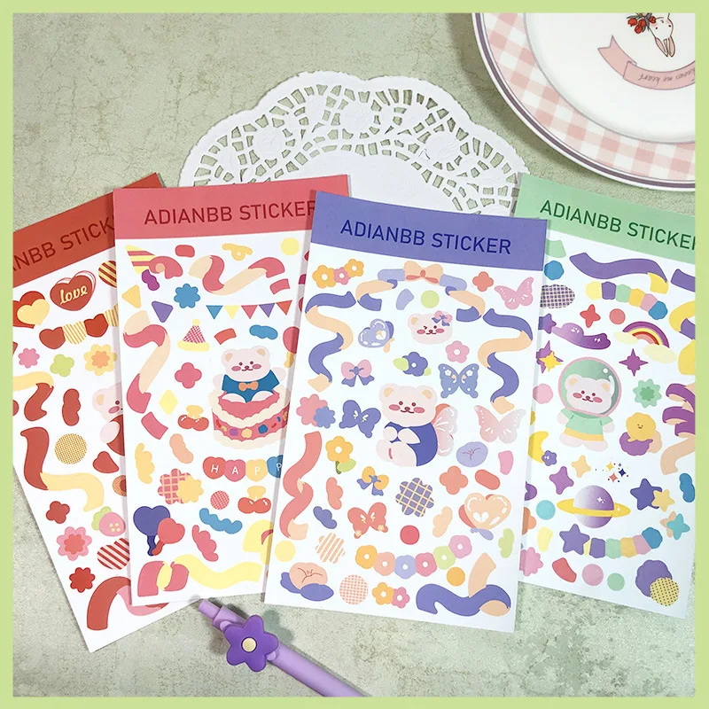 

Корейская цветная лента, мультяшная наклейка, постер с изображением звезд и карт, водонепроницаемые декоративные Стикеры для самостоятель...