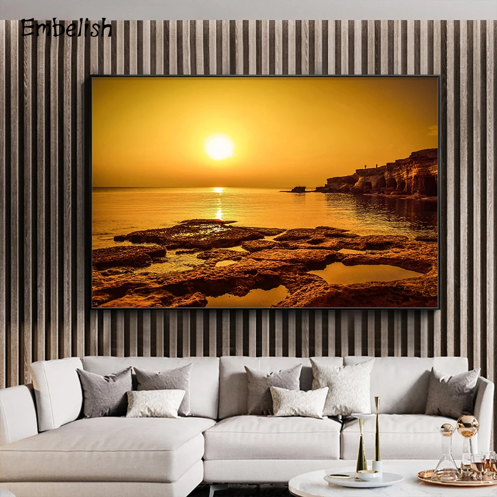 

Embelish 1 Pieces Sunset Beach And Stones Landscape Wall Art Pictures For Living Room Modern Home Decor HD Print Canvas Painting