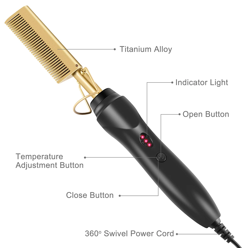 

New Electric Heating Hair Straightener Hair Curling Iron Curler Dry Wet Dual Use Temperature Adjustable Hair Curler Comb