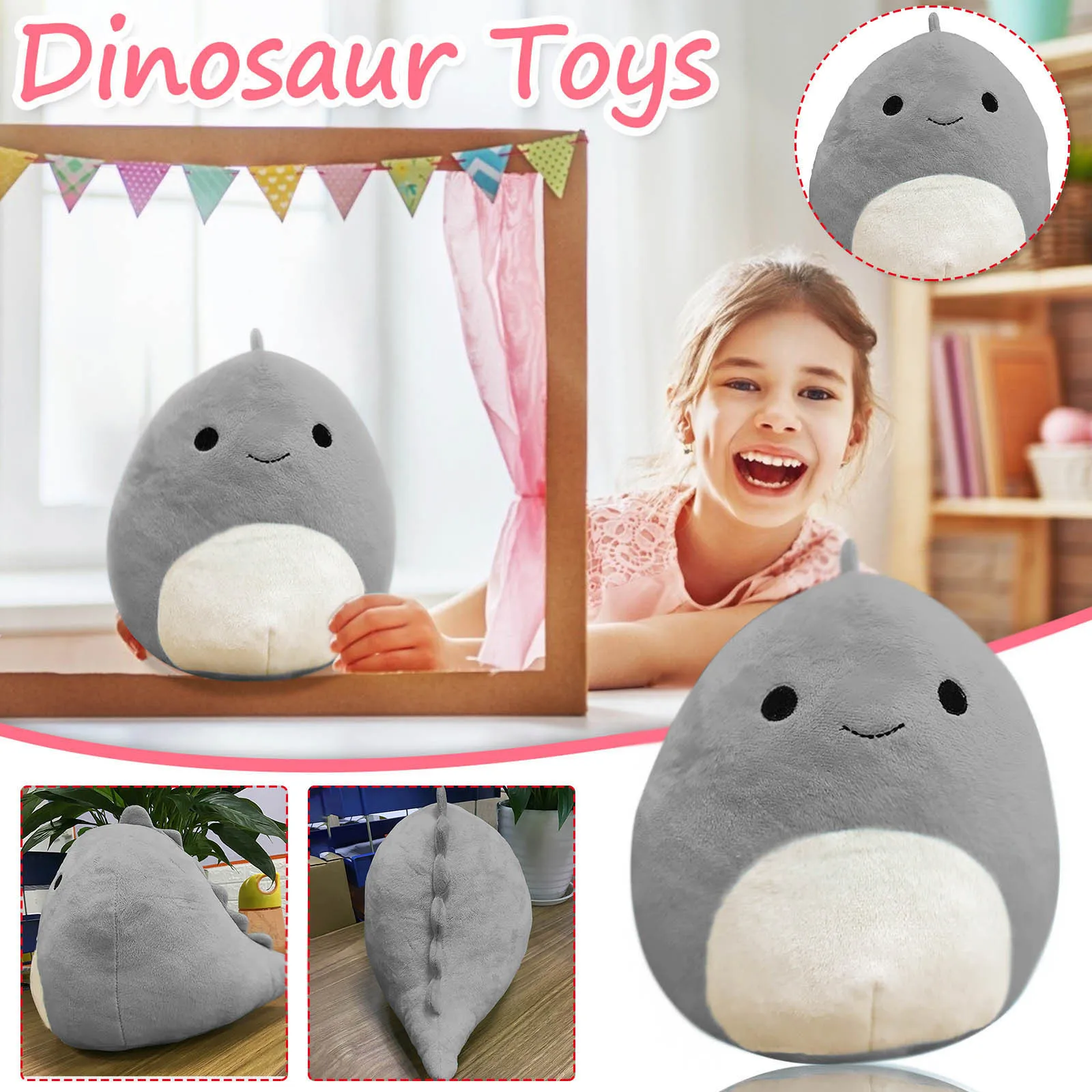 

3D Dinosaur Pillow high quality squishmallow Soft Waist Cushion Plush Stuffed Toy Decoration Children's birthday holiday gifts