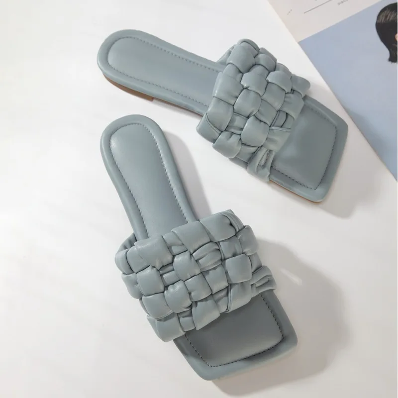 

Women shoes slippers women's new style outer wear non-slip square toe flat sandals and slippers summer slipper fashion shoes