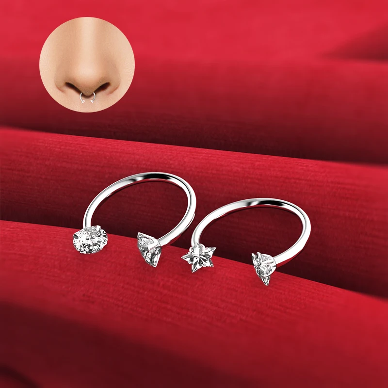 

Classic U-shaped Zircon Nose Ring Diaphragm Hoop 316L Stainless Steel Fake Nose Ring Body Piercing Ladies Decorative Jewelry