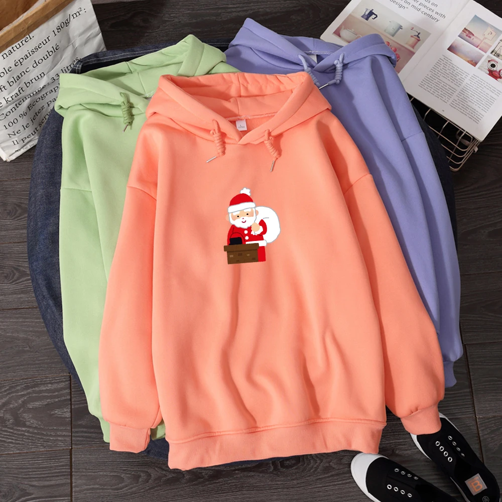

Christmas Hoodies Thicker Velvet Chic Oversized Loose Streetwear Leisure Korean Harajuku Ulzzang Long Pullover Women Fall Tops
