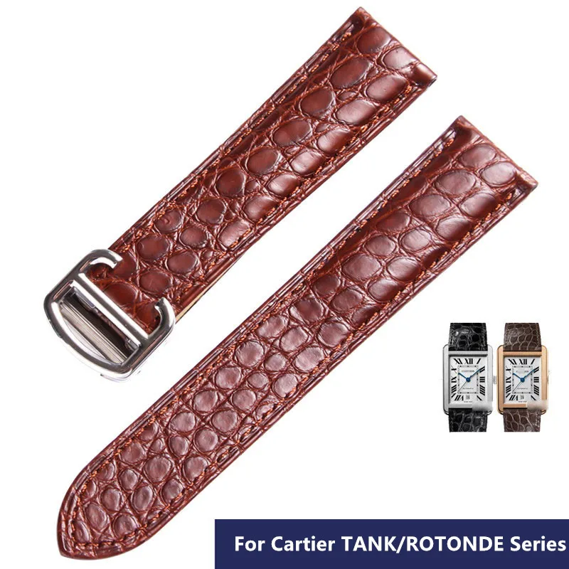 Watchband Crocodile Skin Watch Strap 1618/20/22mm Bracelet for Men/Woman Replace Watchbands for Cartier Tank Solo enlarge