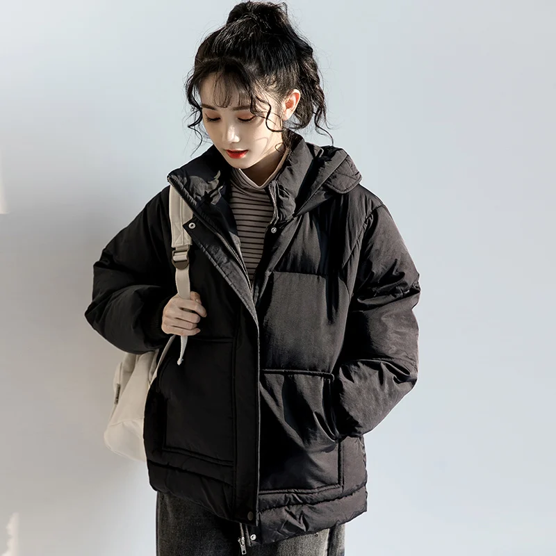 Зима 2020 Новое Черное женское Хлопковое платье плотное короткое хлопковое пальто