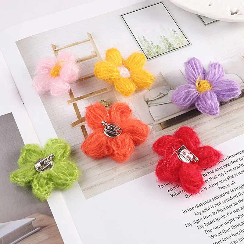 1 шт. ручная работа элегантная мохеровая плюшевая пушистая нить Цветочная Брошь
