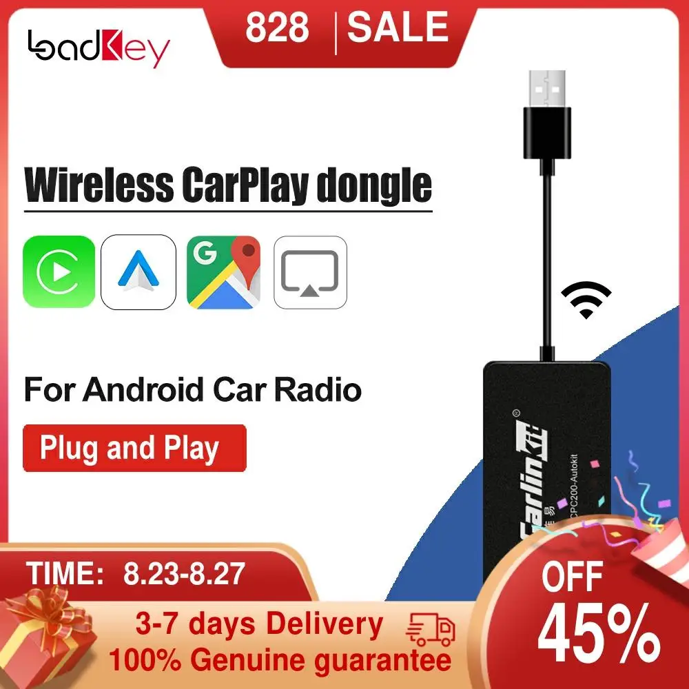 Беспроводной смарт ключ для Apple CarPlay Android автомобильный радиоприемник мини