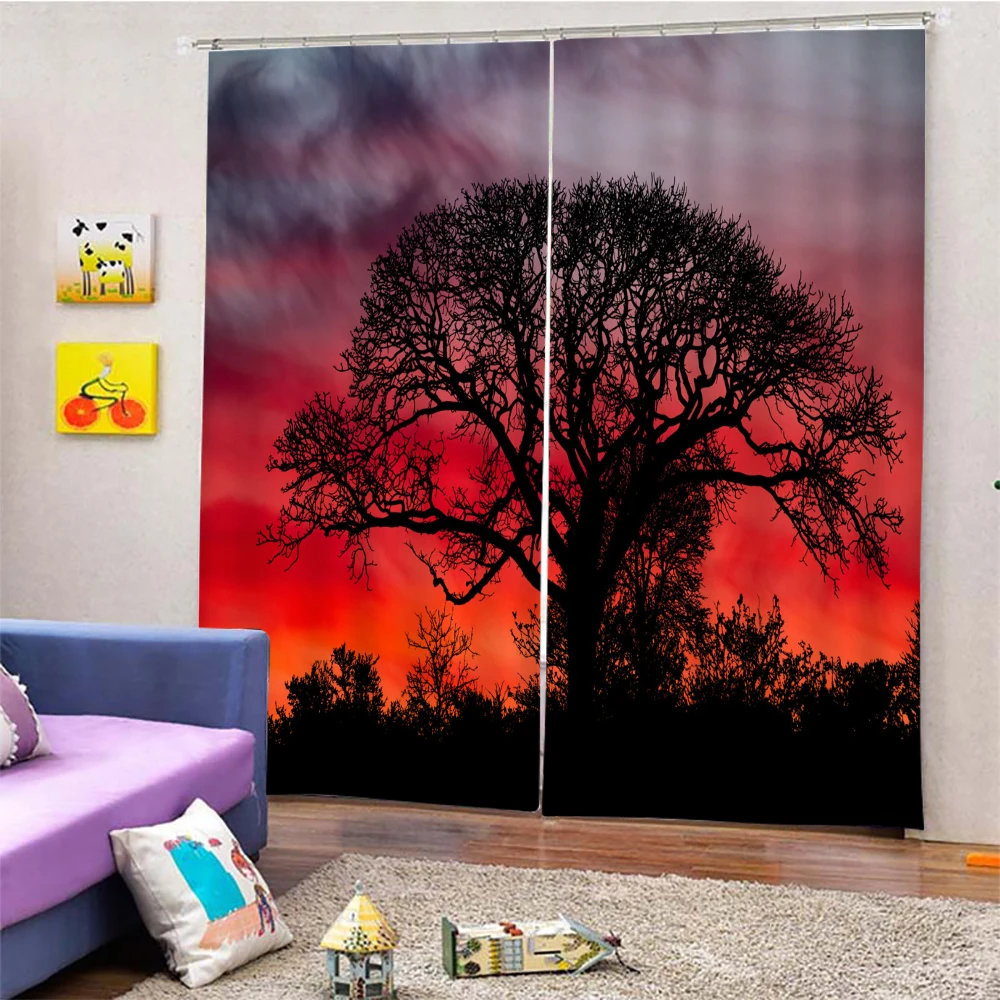 

Scenery Beach 3D Pattern Printing Living Room Sunshade Custom Curtain Suit Bedroom with Hook Accessories