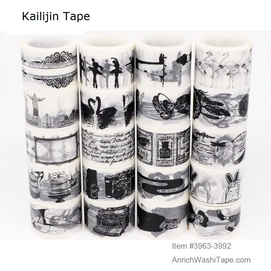 Черный дизайн васи лента планировщик книга украшение почтовая карта DIY бумажная