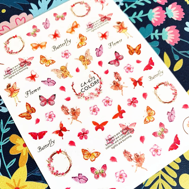 

Newest CA sereis CA-670 butterfly 3d nail art sticker nail decal stamping export japan designs rhinestones decorations