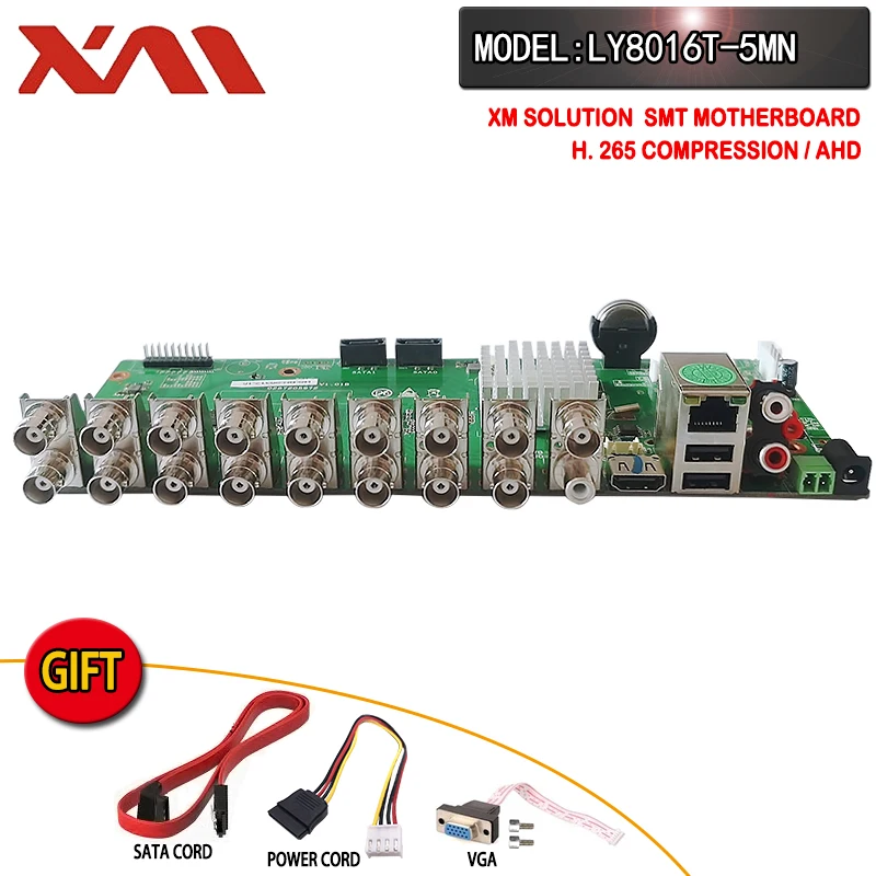 XMeye Face Detection 5M-N 16ch Coaxial AHD 6in1 DVR Motherboard LY8016T-5MN | Безопасность и защита