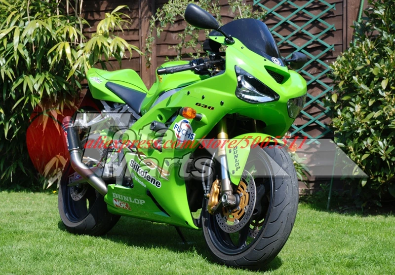

Комплект обтекателей для мотоцикла из АБС-пластика, 4 подарка, подходит для Kawasaki Ninja ZX-6R 636 zx6r 2003 2004 03 04, кузов, зеленый