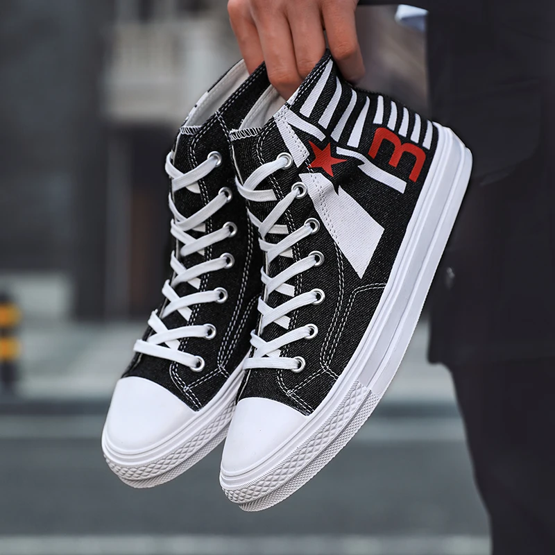 

Winter Men's Shoes High-Top Canvas Zapato Male Trendy Lace-Up Vulcanized Calceus Outdoor Leisure Sports Schuh Skateboard Scarpa