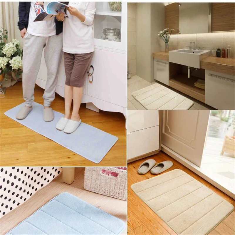 

2021 Coral fleece memory foam slow rebound into the door carpet floor mats kitchen and bathroom absorbent door pads