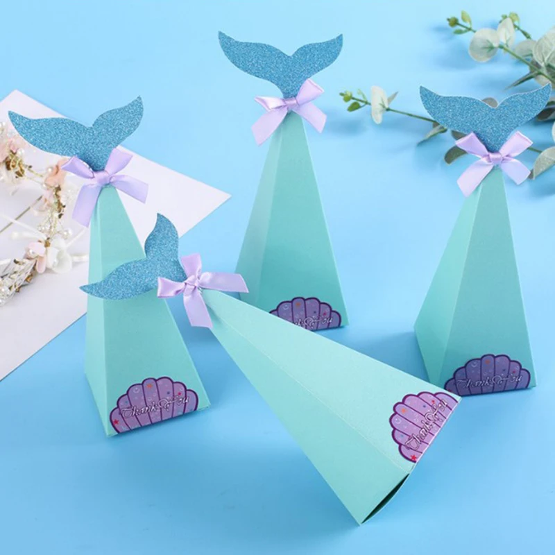 10 шт. Конфета &quotРусалка&quot синий попкорн коробка Бумага сумка детских