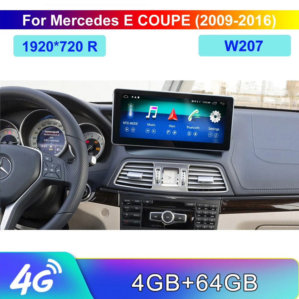 10 25 дюймовый дисплей 8 ядер 4 + 64 Гб автомобиль Android для Benz E Coupe C207 W207 2009 2016 командная