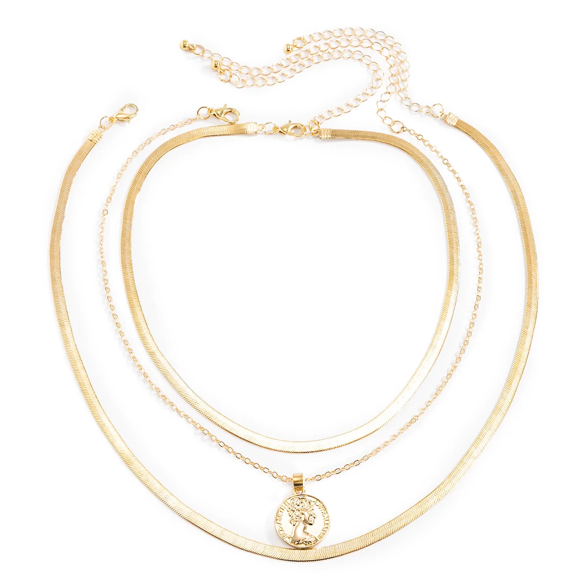 

3PCS Minimalist Gold Snake Chain Choker Necklaces For Women Hip Hop Rock Portrait Pendant Neceklace Set Mothers Day Gift Jewelry