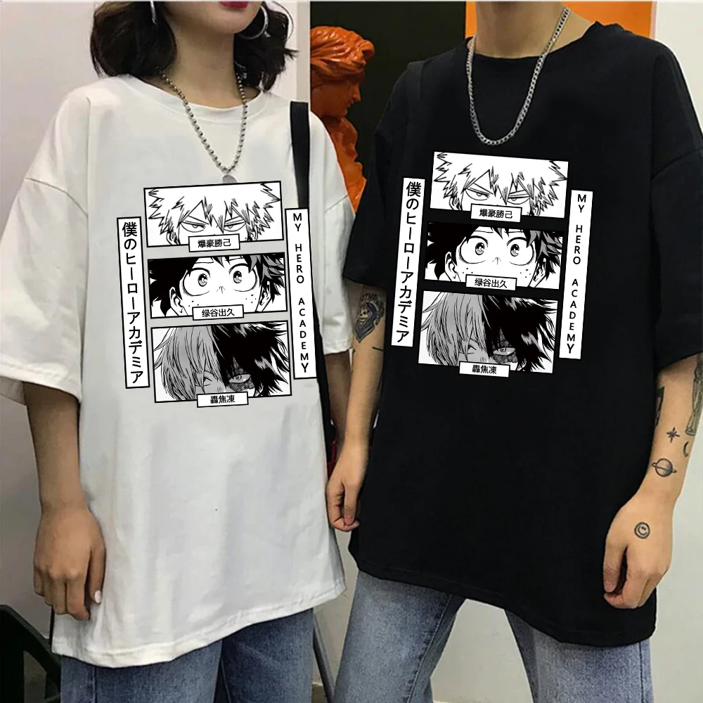Harajuku T-Shirt My Hero Academia Bakugou Deku Shoto Todoroki Printed Anime Tops Tees