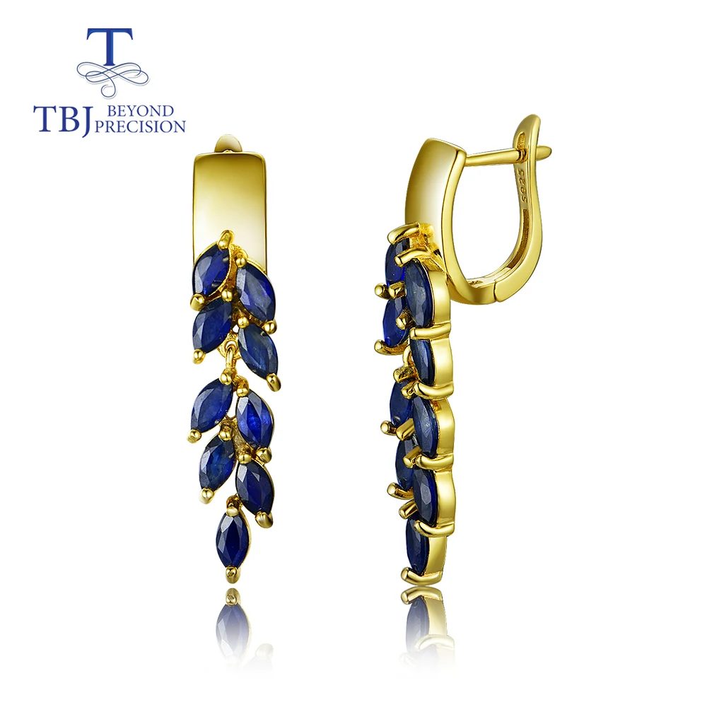 Женские серьги с сапфировой застежкой TBJ ювелирные украшения натуральными