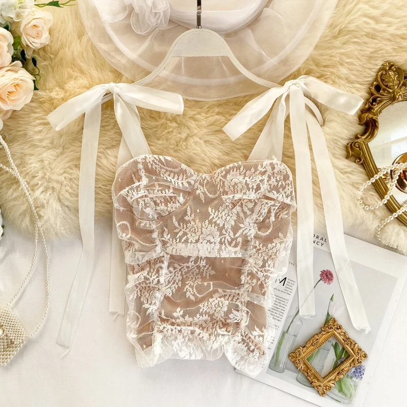 

2019 new fashion women's clothing Bow crop tops tank top