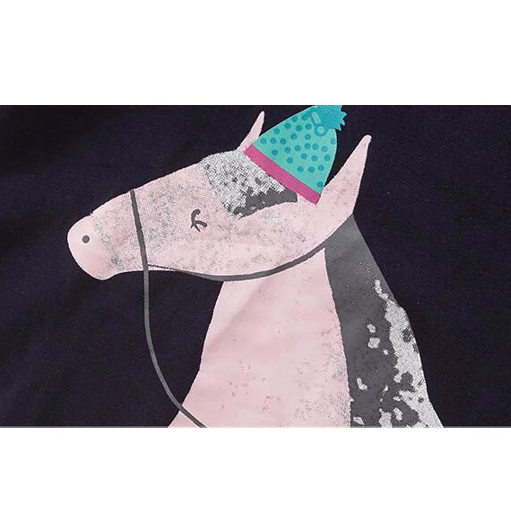 Распродажа детская футболка для девочек одежда с аппликацией пони и блестками