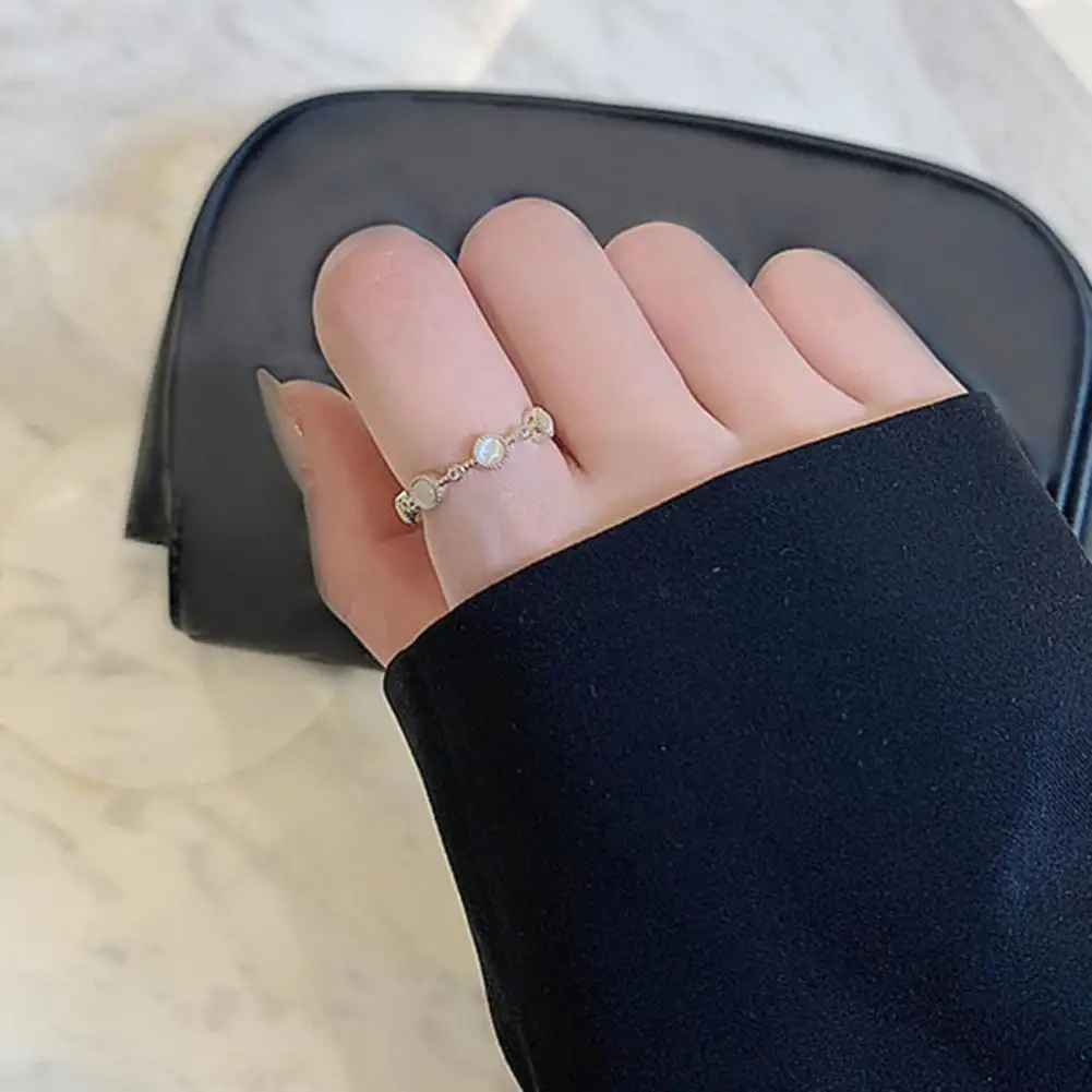 

Copper Open Ring Exquisite Female Jewelry Adjustable Opal Finger Ring Women Accessories