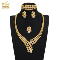 dubai 24k gold color jewelry sets for women indian ethiopian bridal african wedding gift necklace earrings ring bracelet set