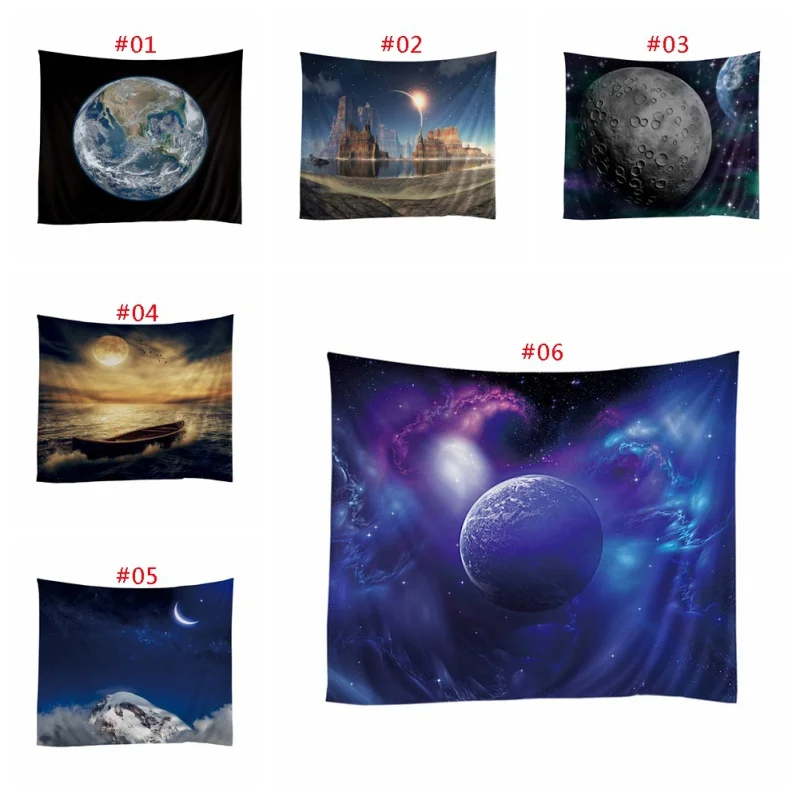 Настенный гобелен полиэстер земля луна туманность Вселенная пляжное полотенце