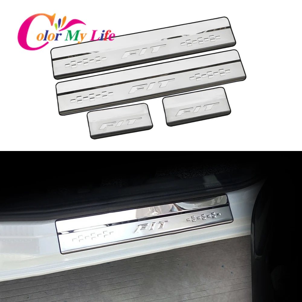 Накладки на пороги автомобиля подходят для Honda Fit 2014 2015 2016 2017 2018 2019 из нержавеющей