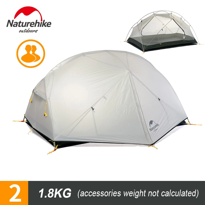Online Naturehike 3 Saison Mongar Camping Zelt 20D Nylon Fabic Doppel Schicht Wasserdichte Zelt Für 2 Personen Atmungsaktive Mesh