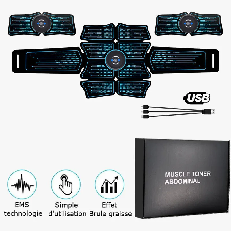 Стимулятор мышц живота тренер USB подключение EMS Abs Фитнес оборудование