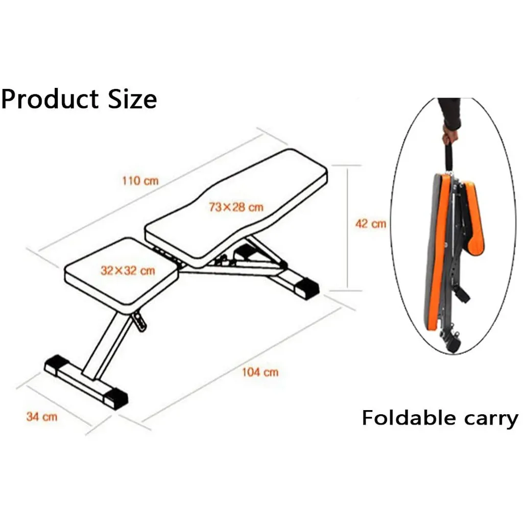 

Adjustable Dumbbell Bench Folding Exercise Stool Sit-ups Fitness w/Adjustable Padded Seat and Backrest, Non-slip Foot Pad
