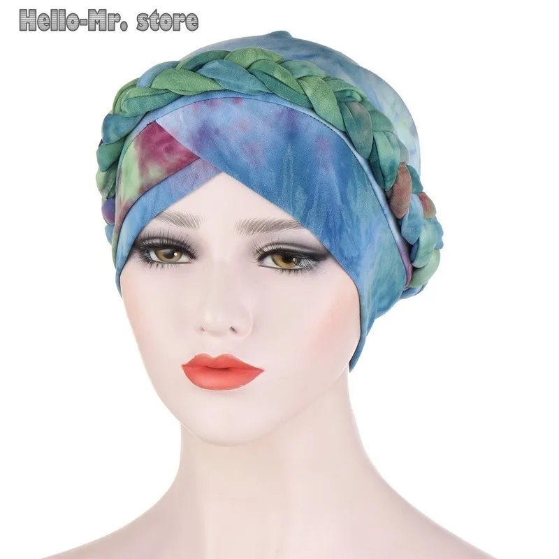 Мусульманский Для женщин крест шелковистые оплетка тюрбан шляпа платок рака