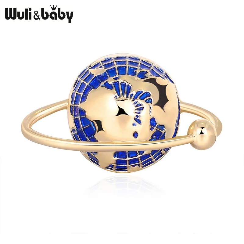 Wuli & baby синие эмалированные глобусы броши для женщин и мужчин металлическая