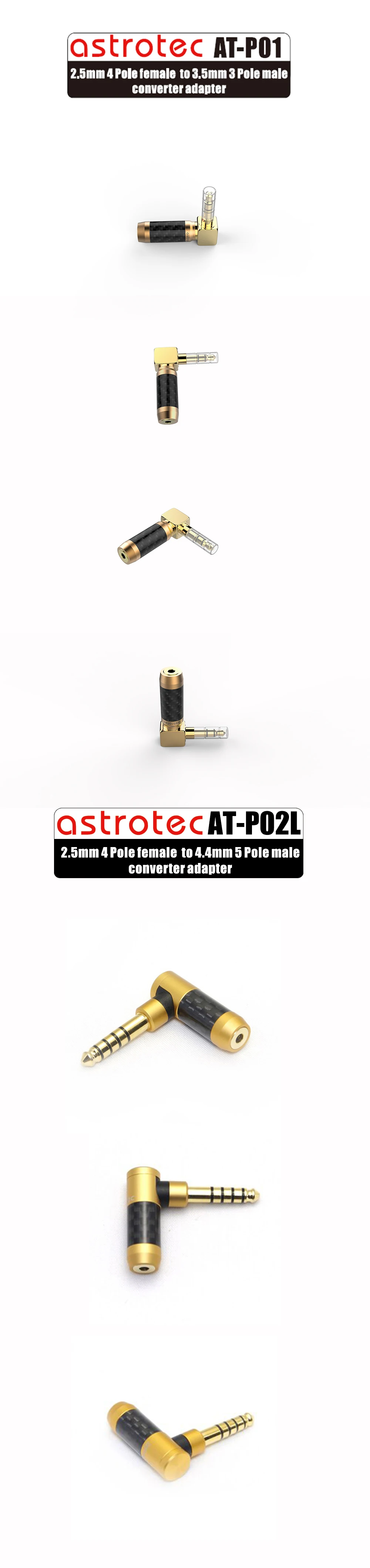 Astrotec Фирменная Новинка с золотым покрытием 2,5 мм 4-полюсный Автоматический Женский до 3,5 мм 3 полюс/4,4 мм 5 полюс Мужской универсальный адаптер конвертер