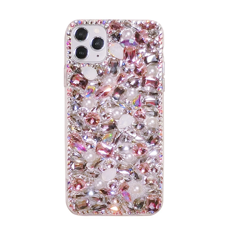 

Apple 12 pro max mobile phone case with diamond Pink diamond phone case iphone 11/xs max /xr/x/7/8plus crystal phone case