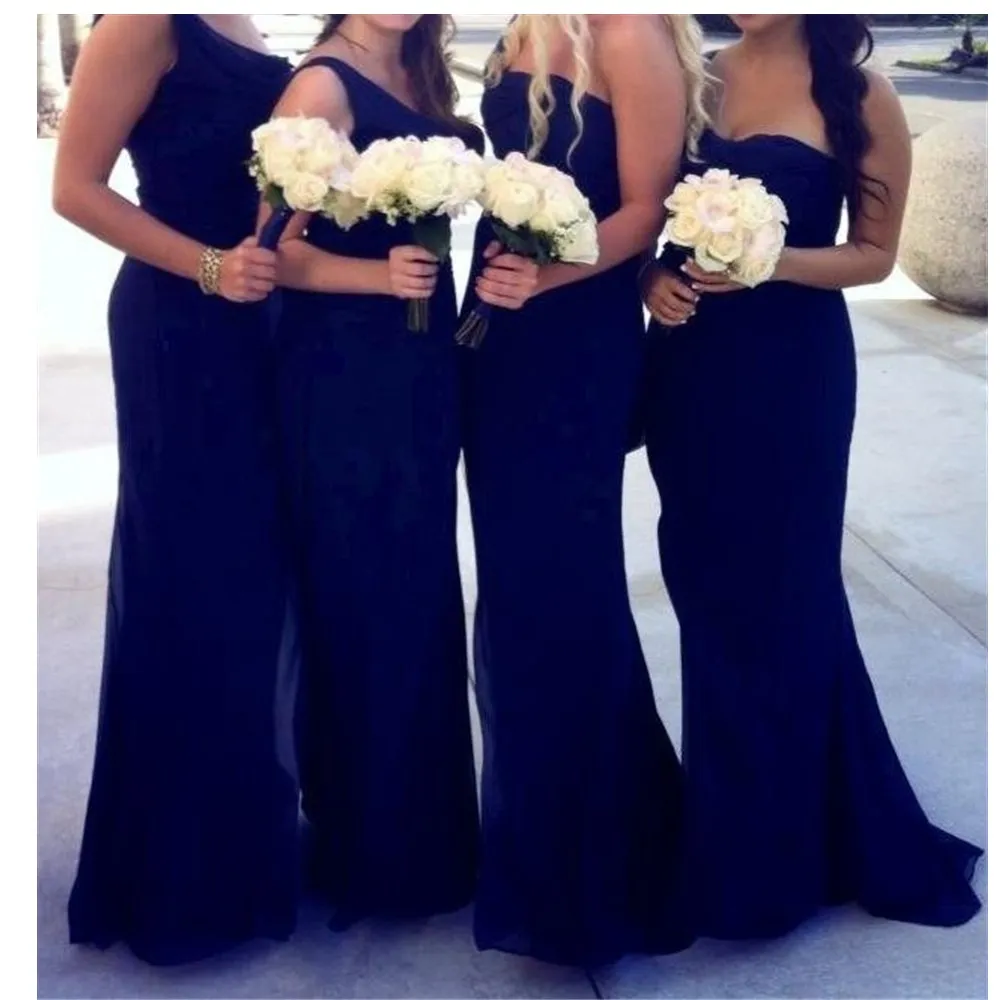 

Custom made Royal Blue Mermaid Vestidos De Fiesta Strapless Prom Dresses two style Bridesmaid dresses for summer wedding WD24