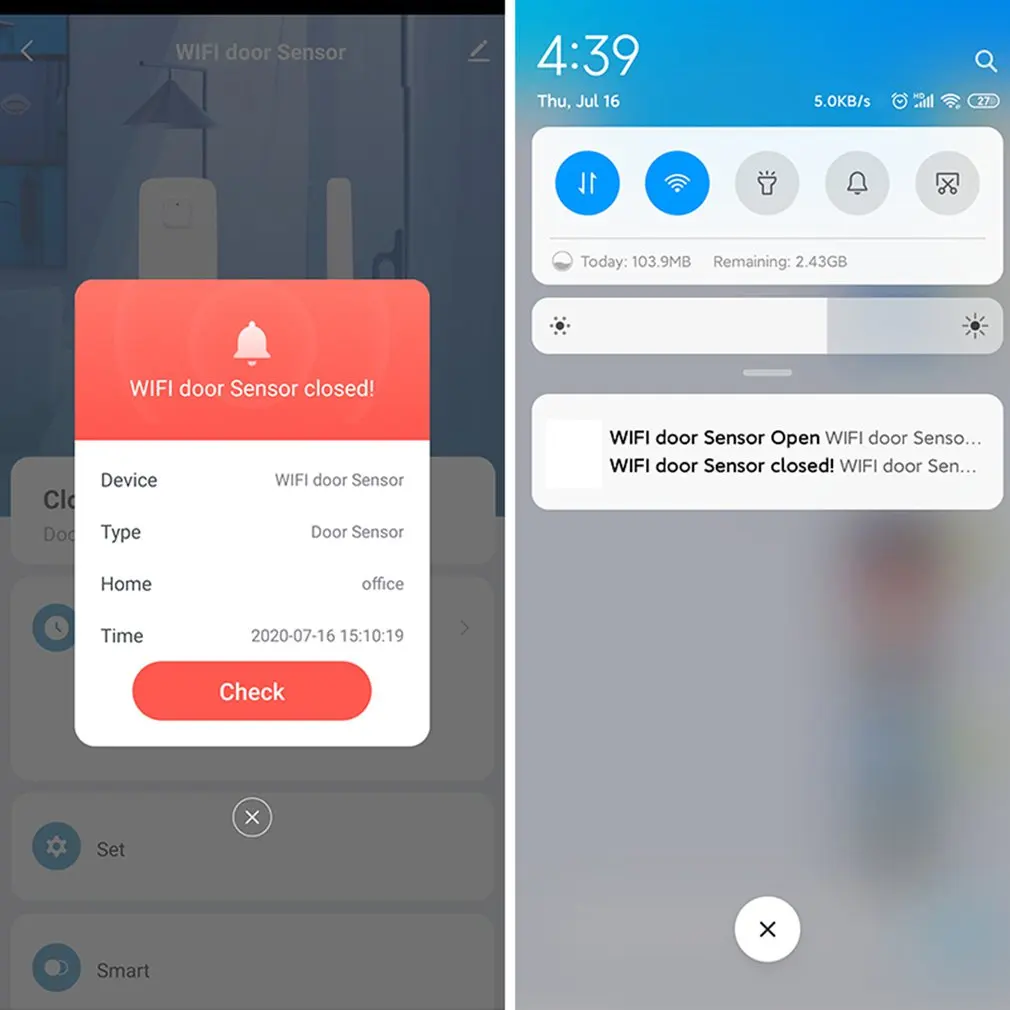 

Mini Window Door Alarm Sensor Wireless Smart WiFi Real-time Compatible With Alexa Assistant Auto Detection Door Magnetic Alarm